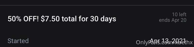 50% off for the next ten people to subscribe to my main page..