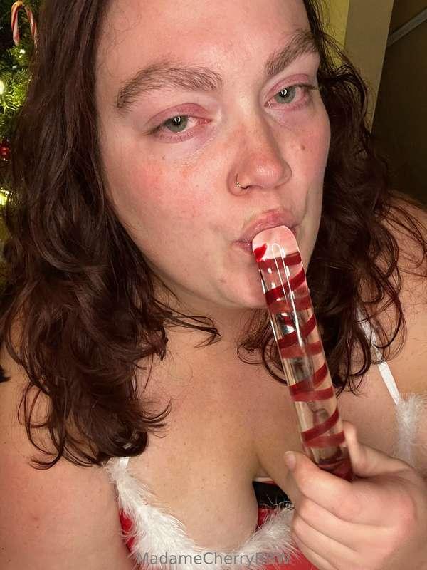 Tip me 10$ if you want to see me gag on this candy cane.