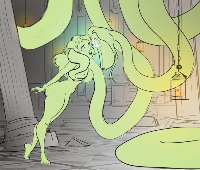 commission WIP: temple encounter