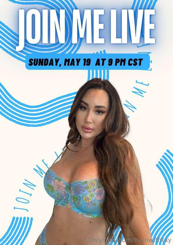 Hey love! 😉 I'll be going live this Sunday 19th @ 9 pm CST. ..