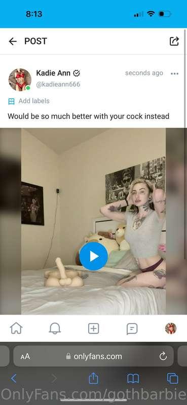New dildo riding video on @kadieann666 for free!!!!