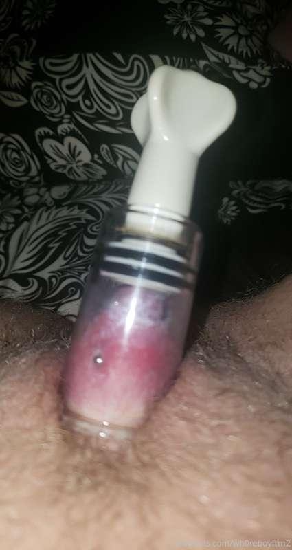 Suctioned and pumped and erected clit
