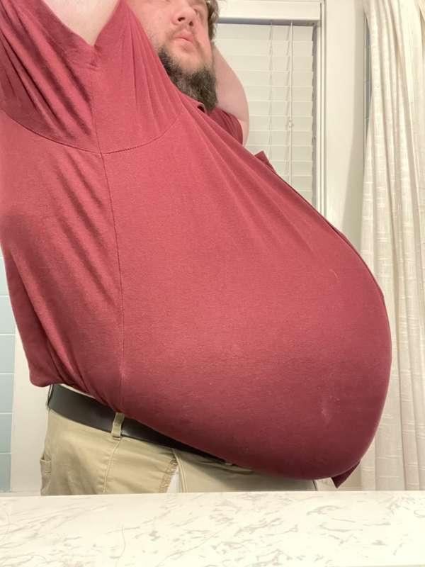 Bloated in work attire