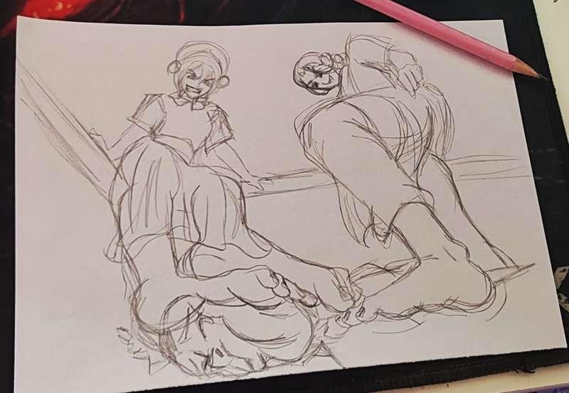 Katara and Toph Stomp Feet (Sketch)
