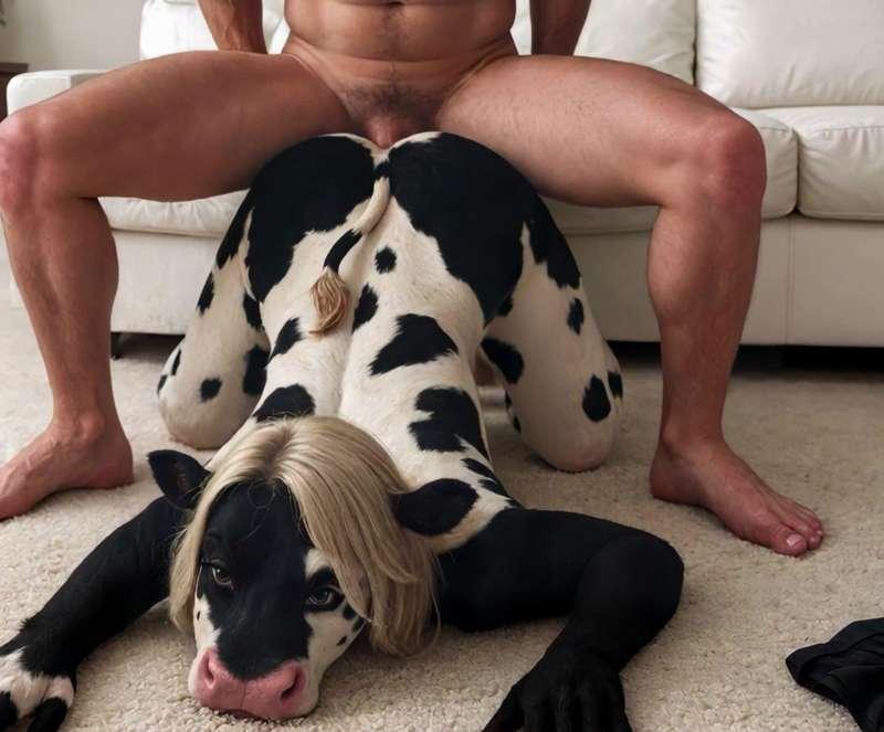 [Video+Audio] Werecow Fucked, Moos During Orgasm 