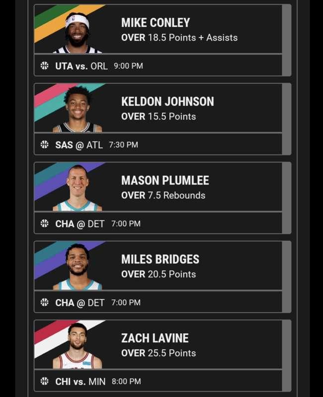 Underdog and parlay play 