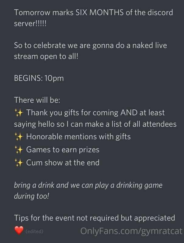 Discord 6 Month Celebration is at 10pm est tonight!! 
Tonigh..