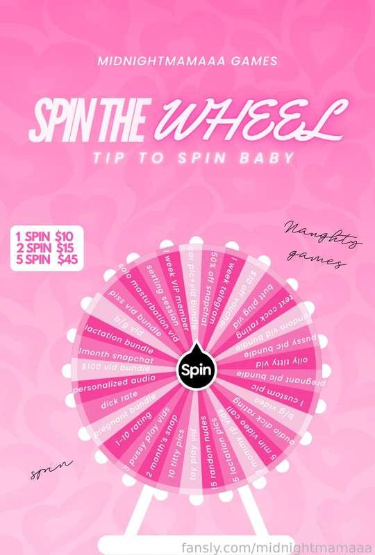 all month of august 🎡.

spin the wheel , win a prize 🏆 .

everyone is a winner ☺️🎁.

🩷 1 SPIN : $10 
🤍 2 SPIN : $15
🩷 5 SPIN : $45 




disclaimer: you will receive a screen recording of me going directly from here to the wheel to ensure there is no cheating. once i spin the wheel and it lands on your prize, i will send you video along with your reward. 





#spintowin #spinthewheel #games #winner #milk #lactation #play
