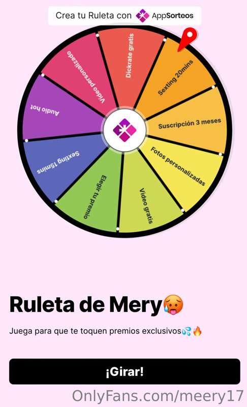 🔥RULETA DE MERY🔥

😈1 tirada -> 25$
😈2 tiradas -> 45$

🥵🥵🥵🥵

..