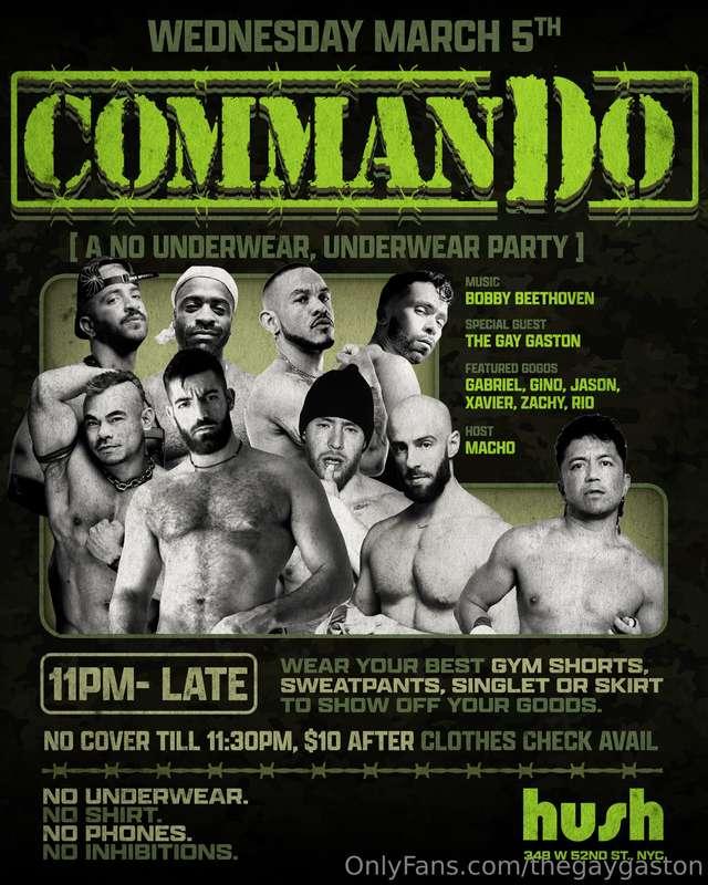 Anyone in NYC? Come say hi to me at COMMANDO at Hush this We..