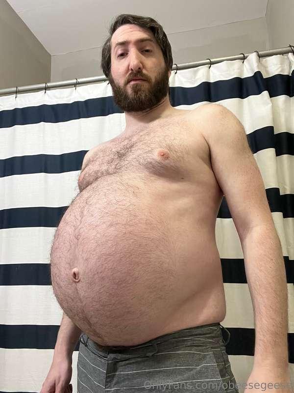 The aftermath of eating a whole pizza.
