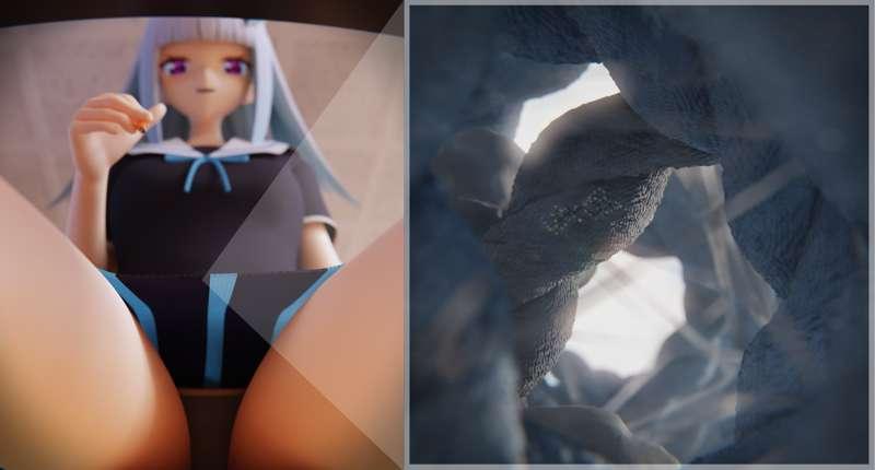 Micro city on her skirt