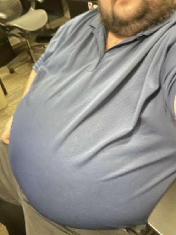 Belly in work attire.