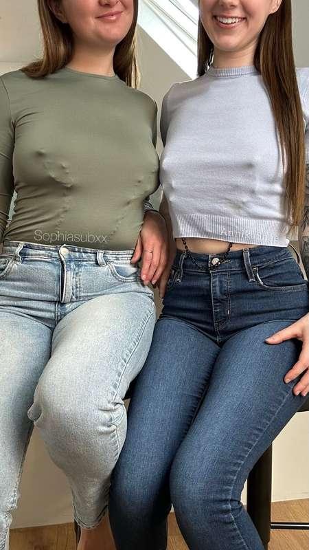 Imagine leading both me and @annikashae around by our clamps..