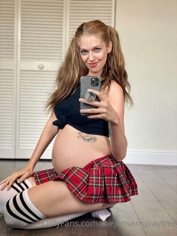 I’m such a naughty school girl! How does my preggo belly loo..