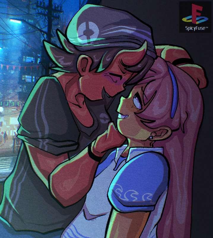 Couple in city lights .psd