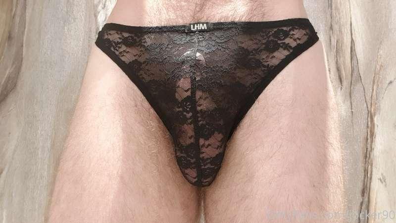 Black Lace Male Thong - Let me show you my dick and ass thro..