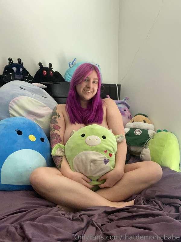 I threw all of my squishmallows on to my bed the other day a..