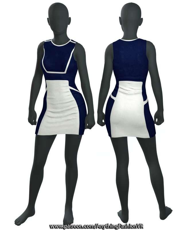 Dark blue & white dress. comes with 2 presets
