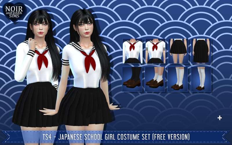 TS4 - Japanese School Girl Costume Set [Free Version]