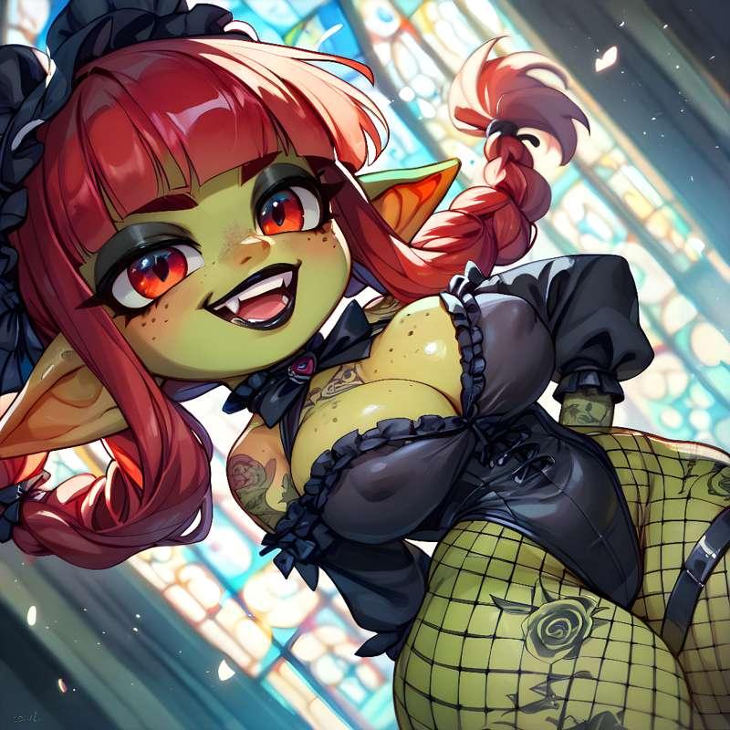 Fishnet Goth Goblin SFW