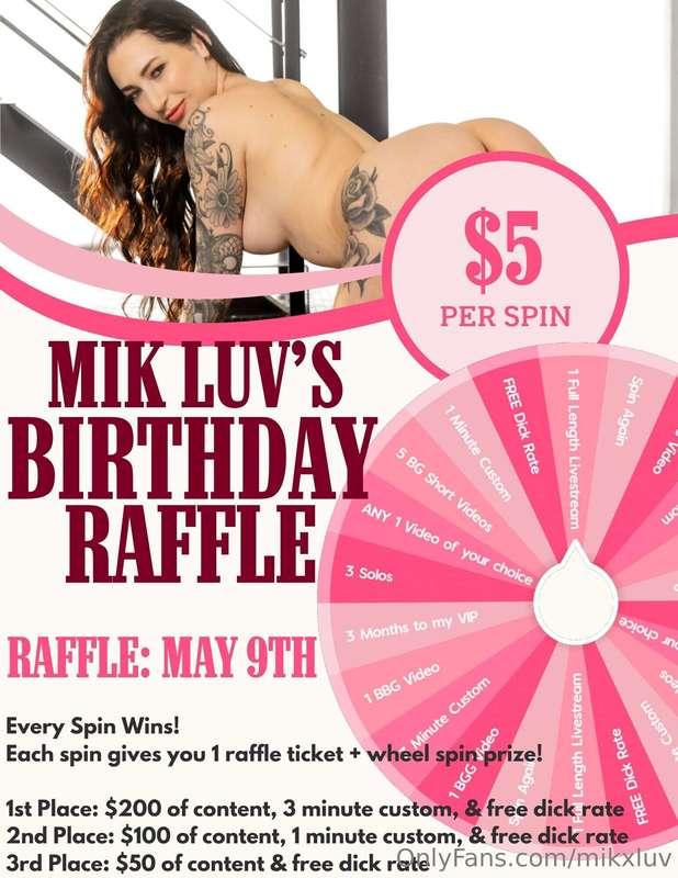 ***BIRTHDAY RAFFLE!***  🩷 only $5 per spin 🩷 every prize on ..