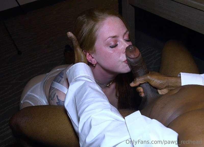 A white woman's place ☺️ on her knees, worshiping her BBC bu..