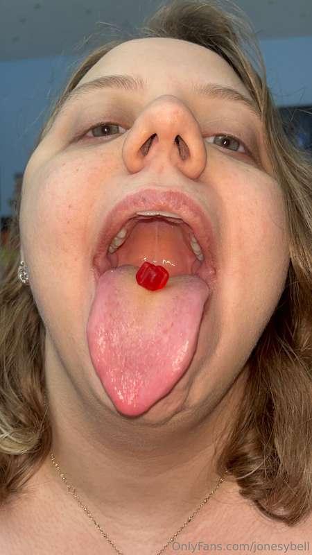 Tongue out Tuesday swallowing gummy bears 😜 nom nom nom