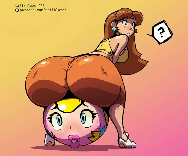 Daisy sits on a Peach yoga ball. :)