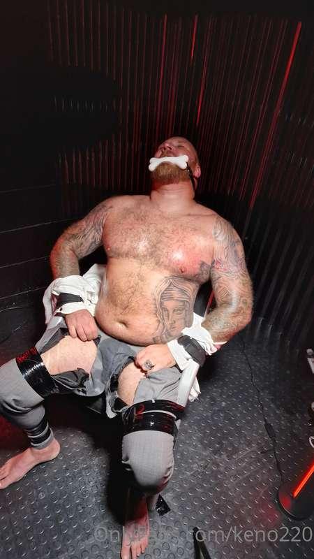 Soon I'm semi stripped oiled up and gagged. Video to this bo..