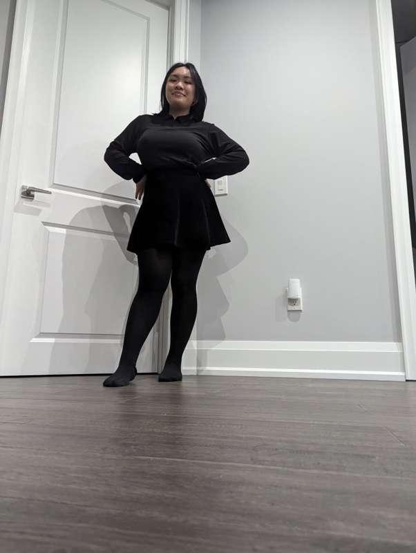 A warm outfit with wool tights