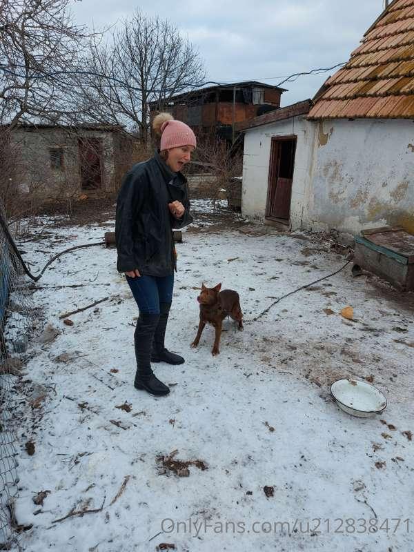 Afraid of a big dog)