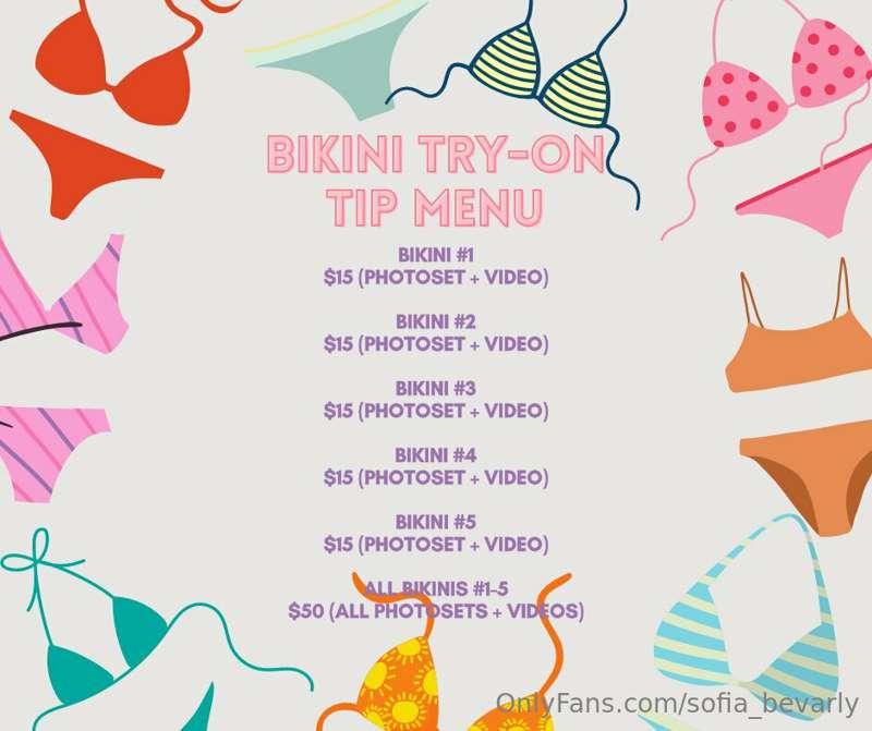 **BIKINI TRY-ON TIP MENU** 👙🛒
*Send the tip and message me w..