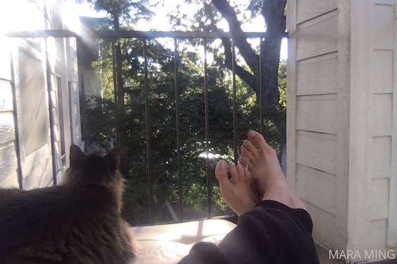 Chilling on the patio with my baby