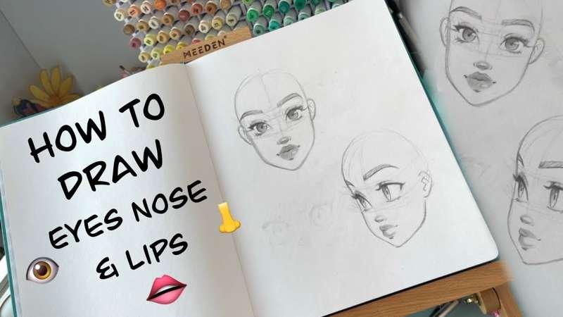 How to Draw Eyes Nose and Lips 👁️👃🏽👄 | December 2023 Tutorial 