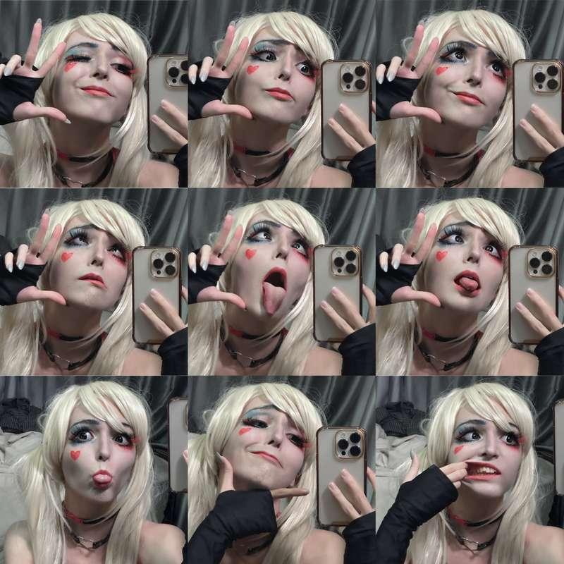 my silly harley quinn cosplay selfies, let’s start this set with something funny ;)

*sorry if I haven’t replied to your messages yet, it’s 6am now and I realized I need to get some sleep to feel better &gt;&lt; thanks for your likes and messages, the post today will be later when I wake up

#fyp #cosplay #clown #clowngirl #makeup #cosplaygirl #anime #teen #selfie #ahegao #alternative