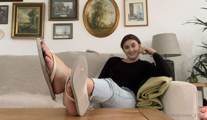 After a long day wearing flips flops, I put my feet up, take..