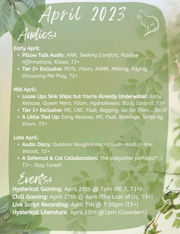 April's Coming!🌼🌷Here's What's Coming from ME! [Upcoming Audios & Events] [Yay, Spring!!] [Love You :3]