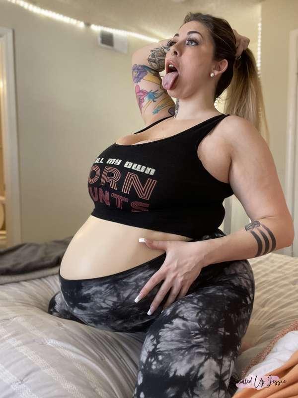 Doing all my own porn stunts got me this big round belly, wo..