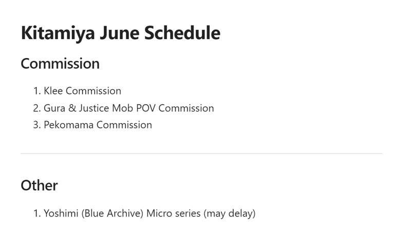 Kitamiya June Schedule