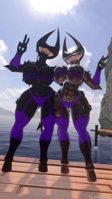 @FoxyFuz &amp; I had hella tech issues tongiht.

As promised enjoy a free set with them and I
along with some demo pics of my new and 
improved ink demon. Courtesy of their work.
These girls are golden~

#bimbo #lewd #nsfw #monsterfucker #hentai #thicc #fun #titjob #blowjob #vr #3d 
#monstercock #furry #buttjob #hugeass #monstergirl #faketits #cum #glaze
