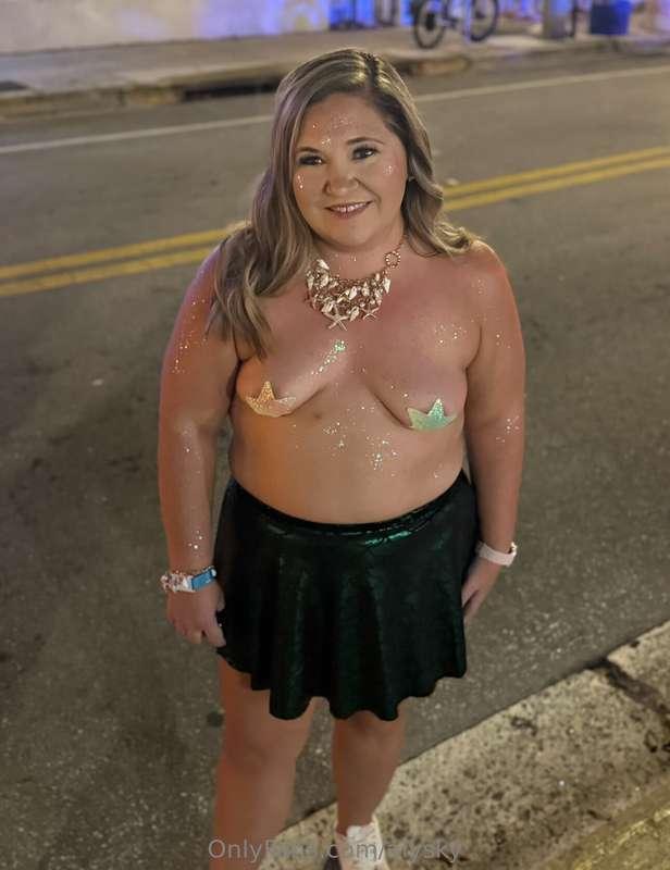 Mermaid dreams! Love being topless in a crowd. 