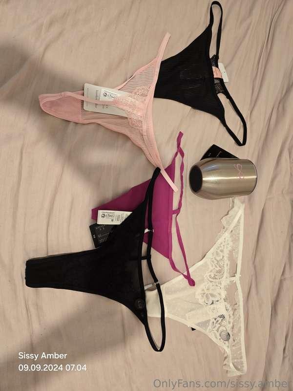 My 5 new G-string's and an extra pink thermal cup