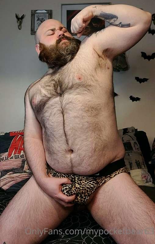 Flexing in tight leopard print jock. Let me give you a tight..
