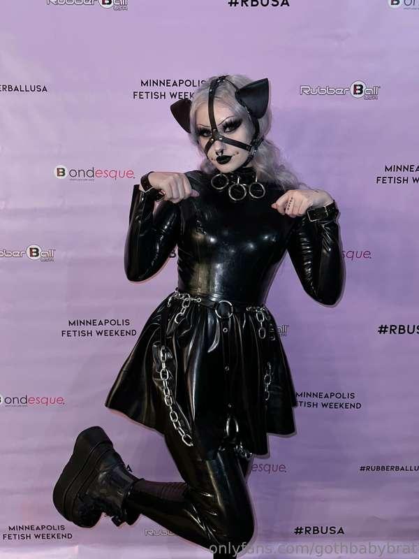 out and about in my latex and pup gear for rubberball