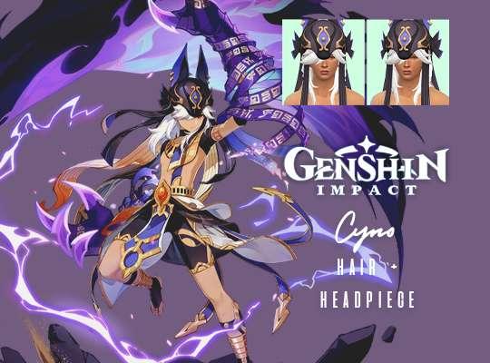 Cyno Hair + Headpiece (Genshin Impact)