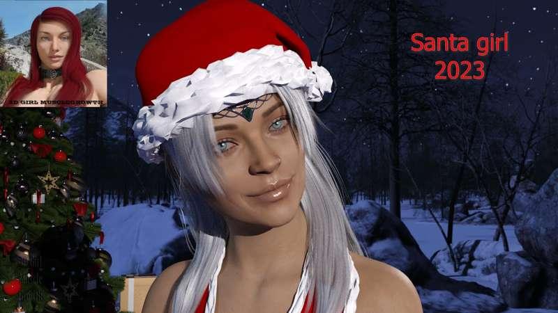 Santa girl muscle growth animation
