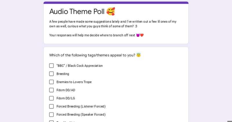 Checking In 😈 [Audio Theme Poll] [New and Old Tags/Themes] [Thanks for New Suggestions!] [Anonymous Poll]