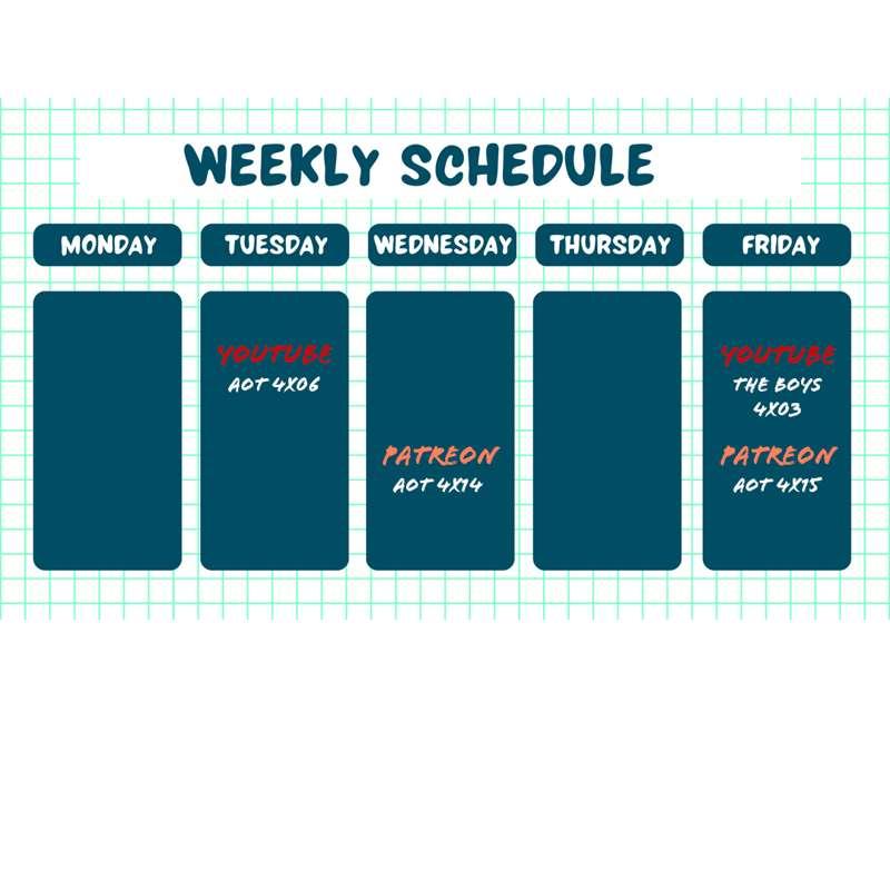 Schedule for this week!