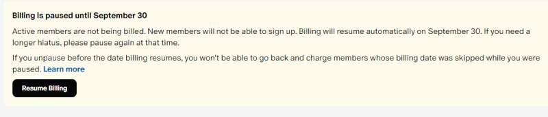 Billing Pause for September